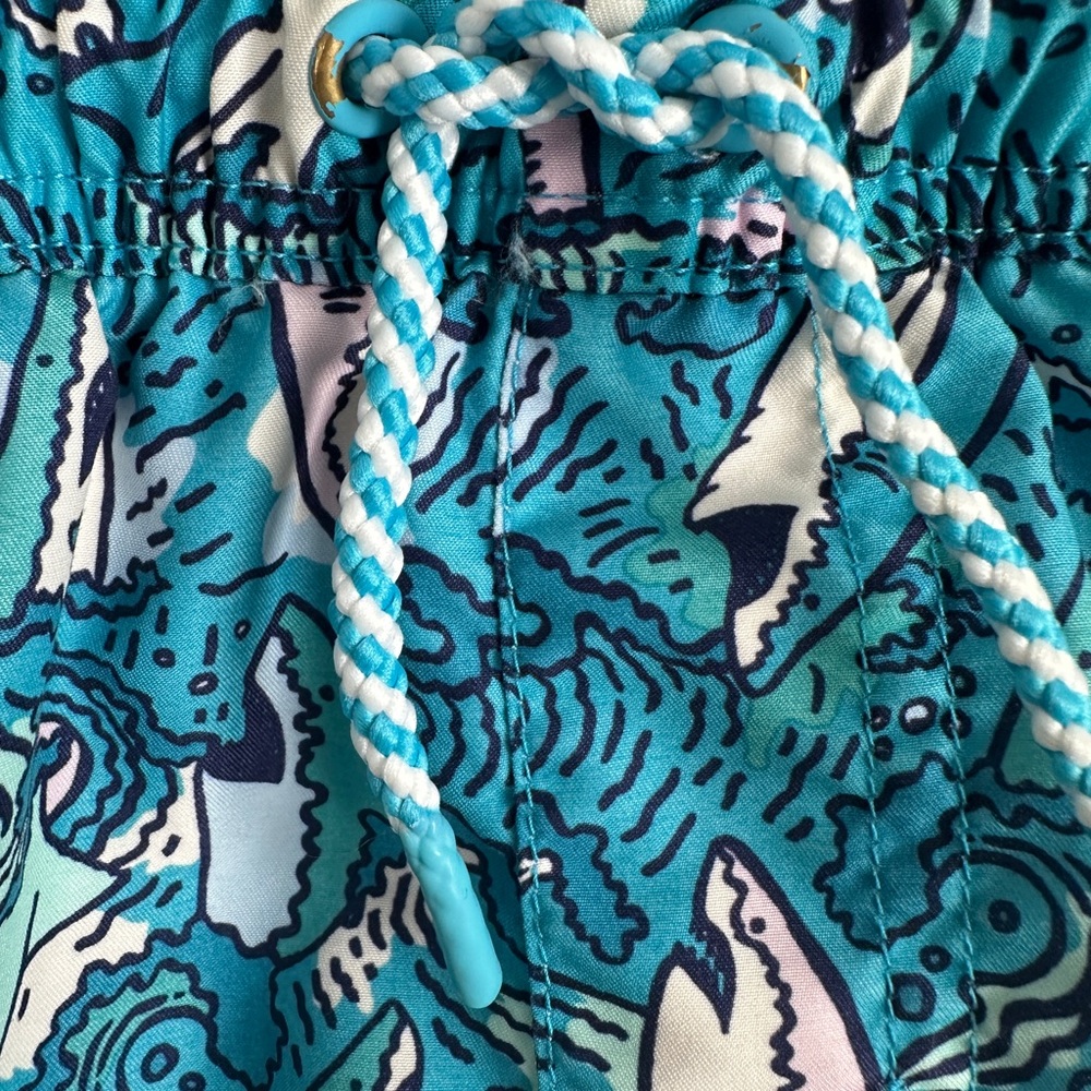Cat & Jack Teal Shark Swim Shorts - Picture 2 of 5